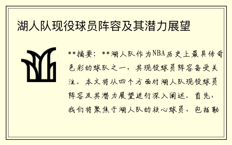 湖人队现役球员阵容及其潜力展望